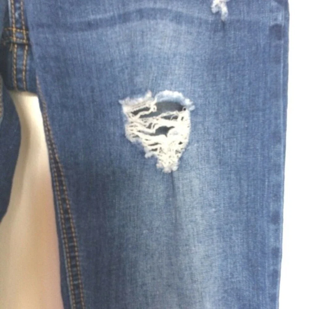 Blue Age Womens Destroyed Ripped Distressed Skinny Jeans Release Hem Cuff Size 7